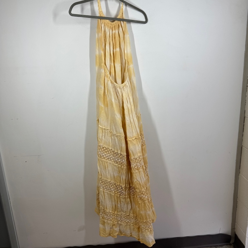 Jen’s Pirate Booty Yellow Tie Dye Cotton Waimea Boho Maxi Dress Size S - Picture 10 of 13